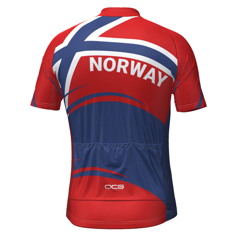 Men's Norway Bold National Flag Short Sleeve Cycling Jersey