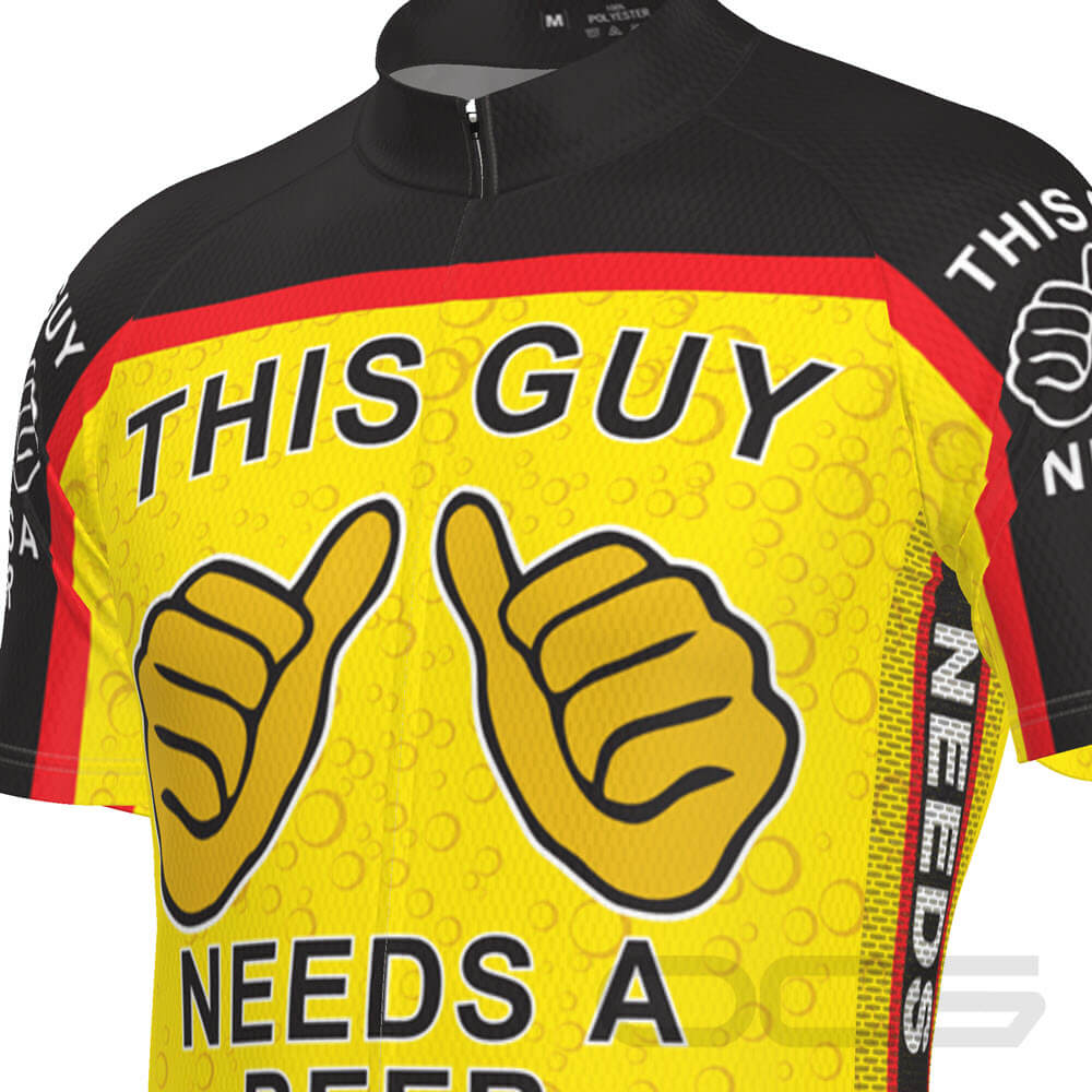 Men's This Guy Needs a Beer Short Sleeve Cycling Jersey