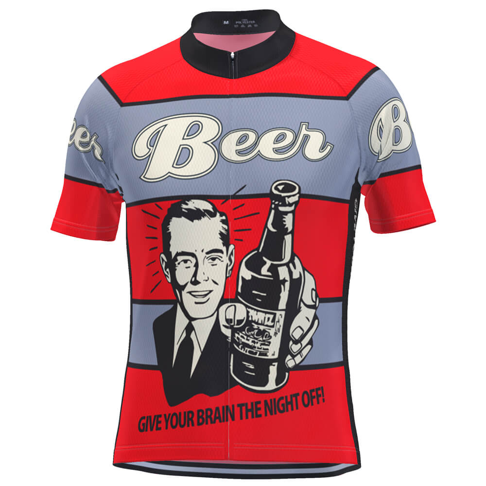 Men's Give Your Brain The Night Off Beer Short Sleeve Cycling Jersey