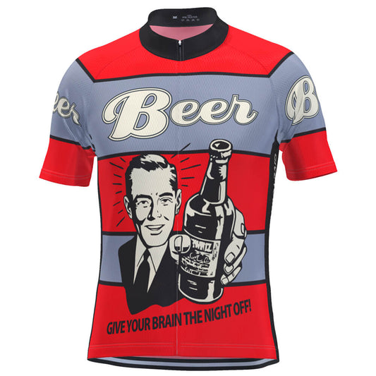 Men's Give Your Brain The Night Off Beer Short Sleeve Cycling Jersey