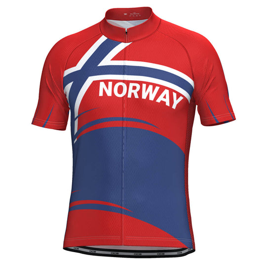 Men's Norway Bold National Flag Short Sleeve Cycling Jersey