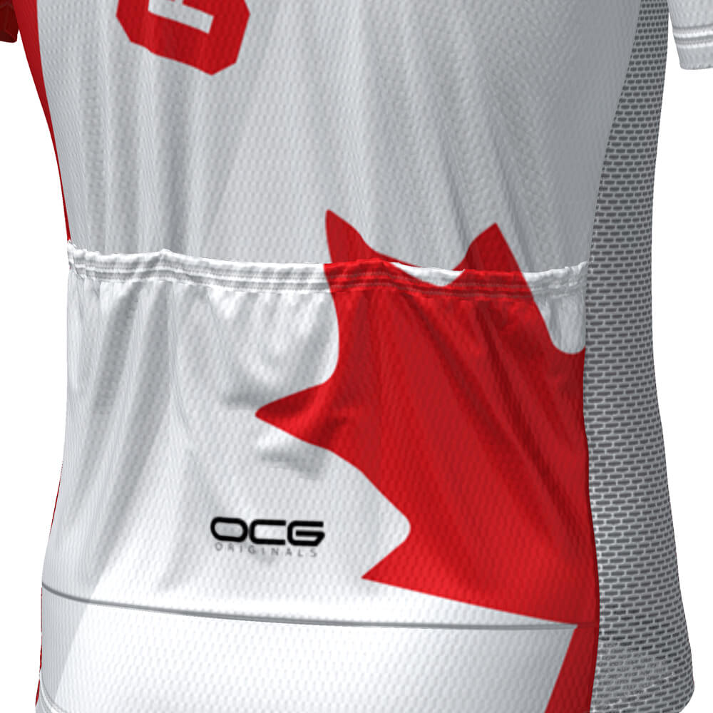 Men's Bold Canada Maple Leaf National Flag Short Sleeve Cycling Jersey