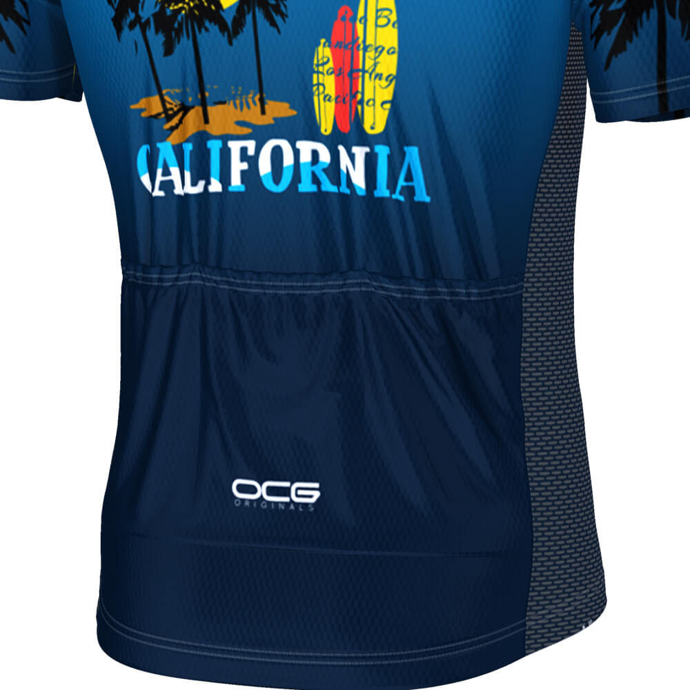 Men's San Francisco California Beach US State Icon Short Sleeve Cycling Jersey
