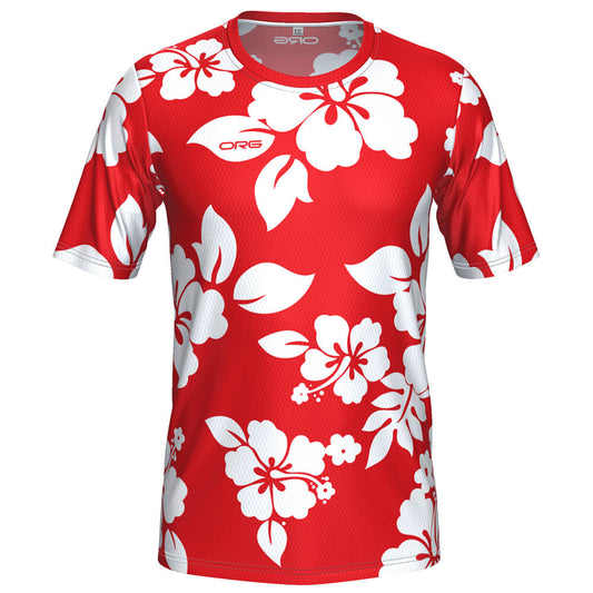 Men's Hawaiian Aloha Floral Short Sleeve Running Shirt