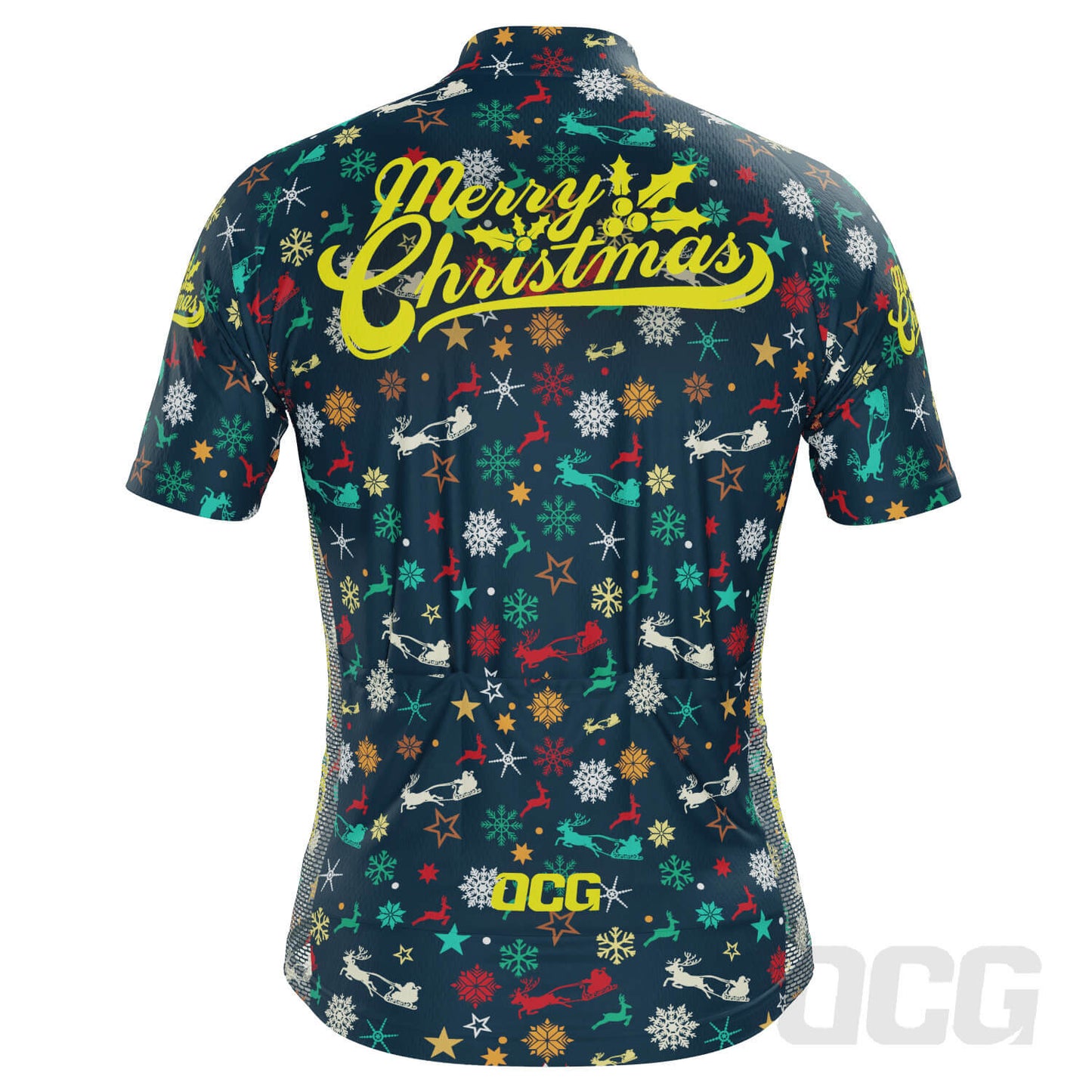 Men's Merry Christmas Pattern Short Sleeve Cycling Jersey