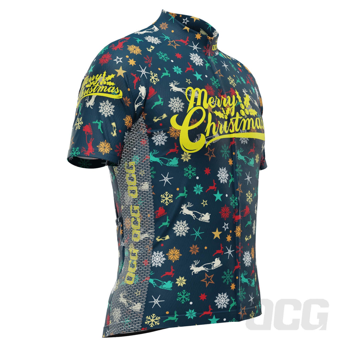 Men's Merry Christmas Pattern Short Sleeve Cycling Jersey