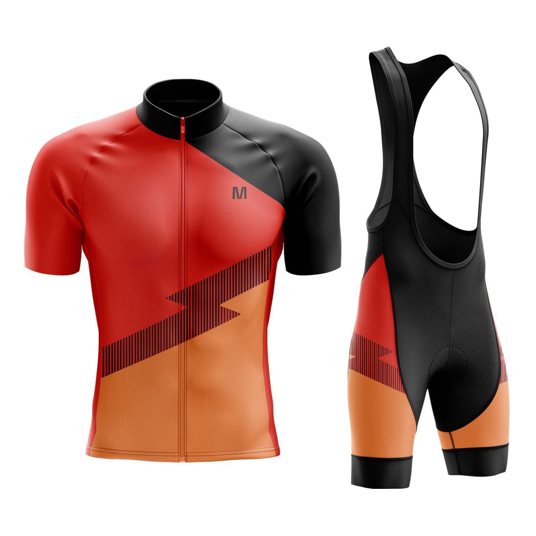 Men's Orange Side Cycling Jersey or Bib Shorts