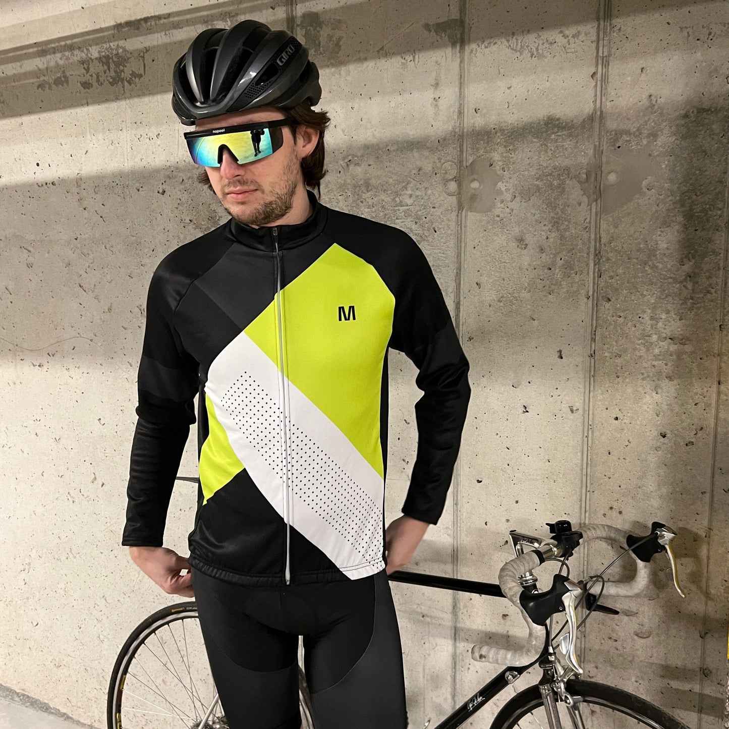 Men's Green Flex Long Sleeve Cycling Jersey