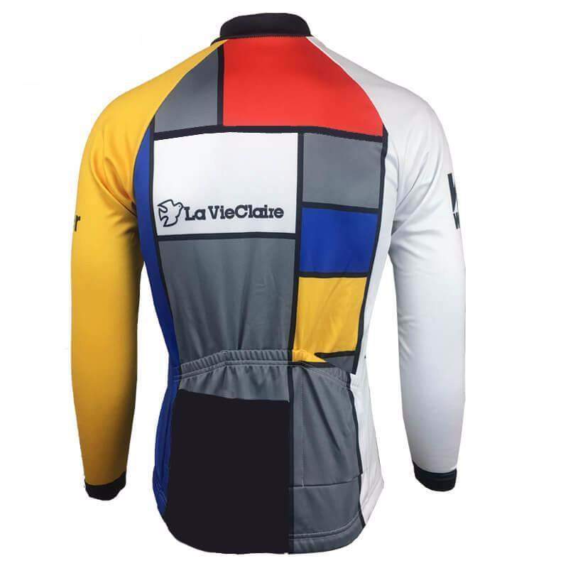Men's Retro 1985 La Vie Claire Men's Long Sleeve Cycling Jersey