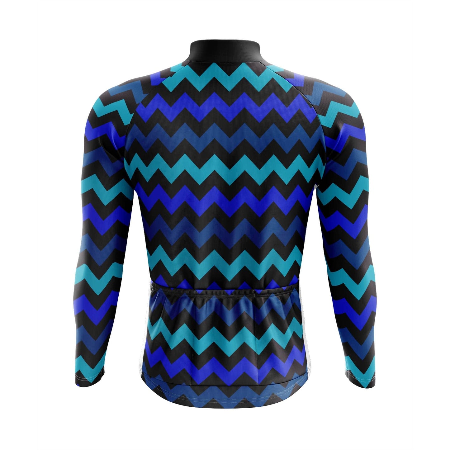 Men's Blue Zig Zag Long Sleeve Cycling Jersey