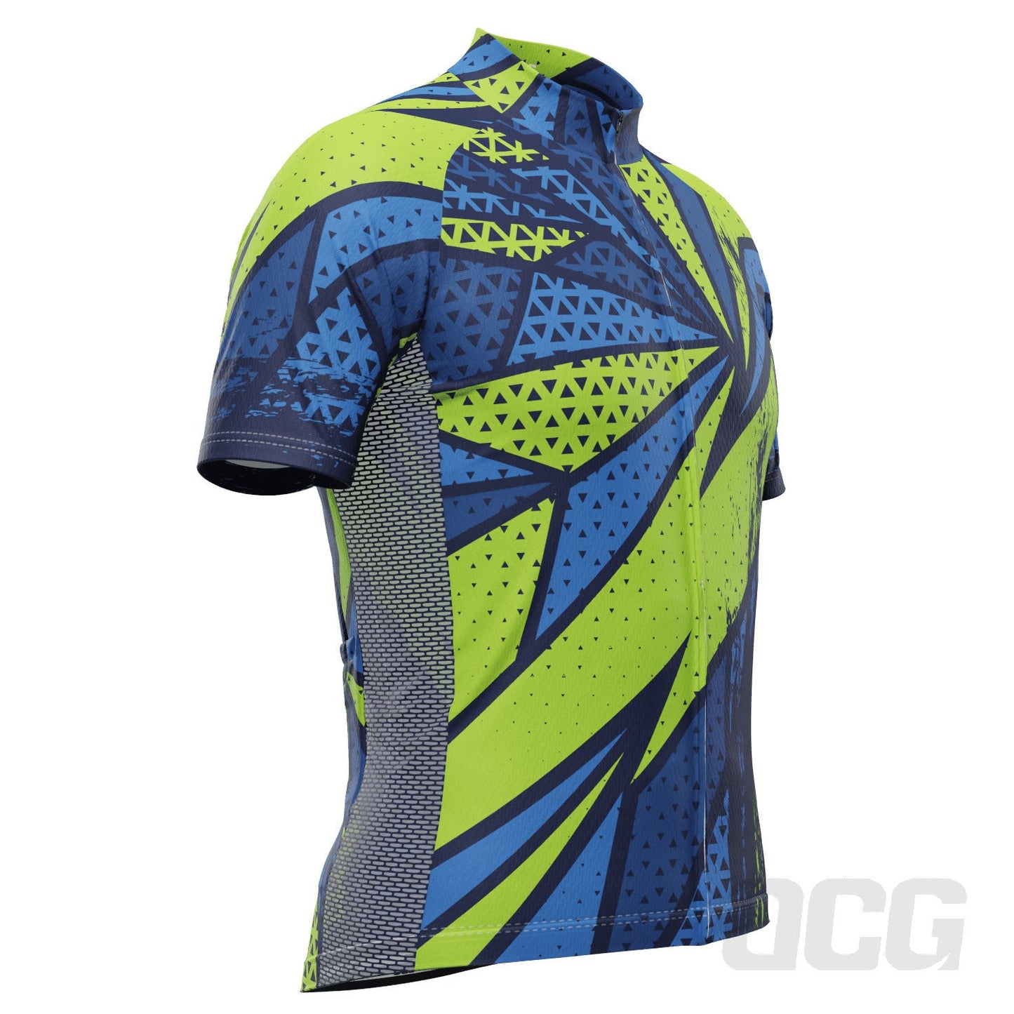 Men's Green Lightning Logo Delete Short Sleeve Cycling Jersey