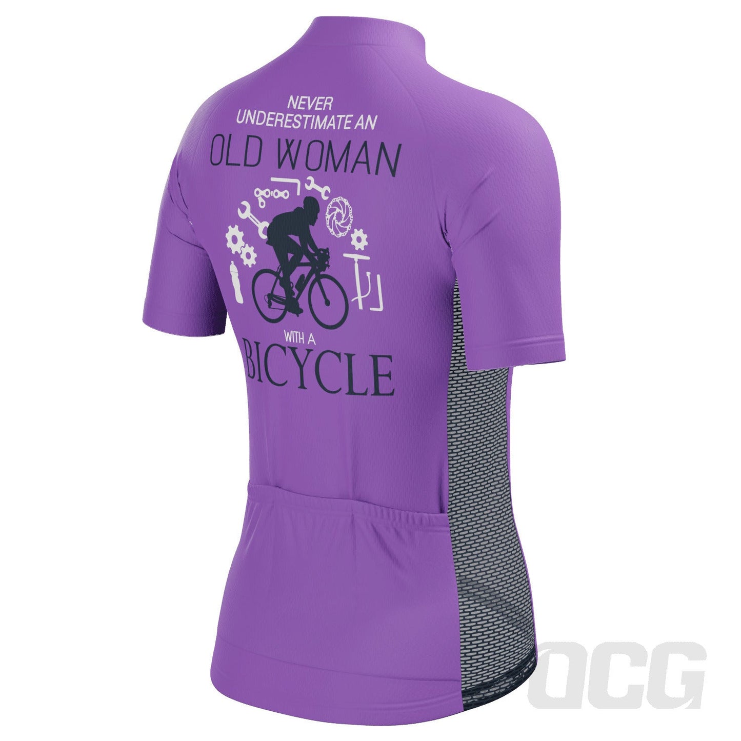Women's Never Underestimate an Old Woman Short Sleeve Cycling Jersey