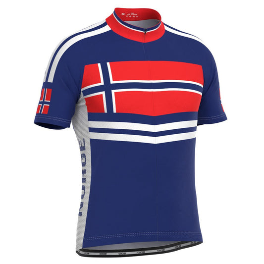 Men's Norway Norge National Flag Short Sleeve Cycling Jersey