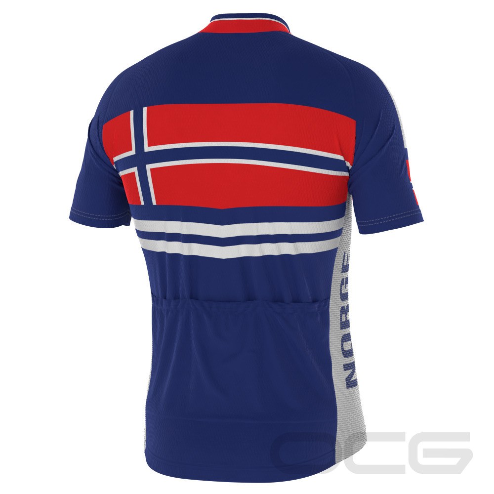Men's Norway Norge National Flag Short Sleeve Cycling Jersey