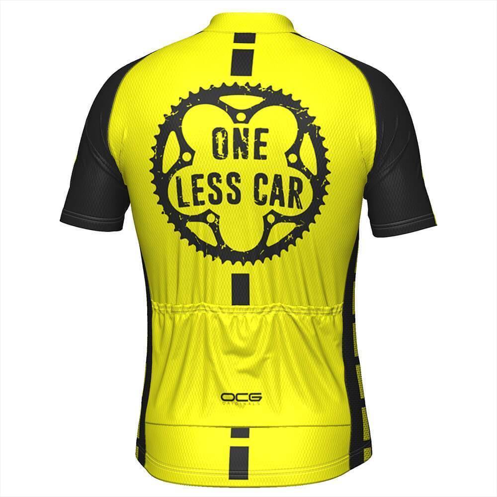Men's High Viz Safety One Less Car Short Sleeve Cycling Jersey
