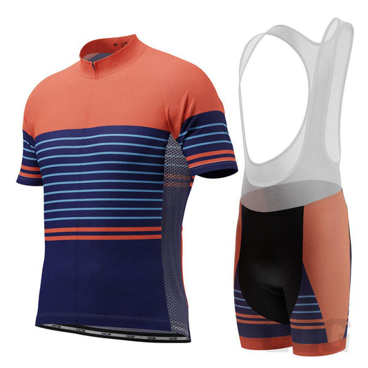 Men's Orange Blue Stripe 2 Piece Cycling Kit