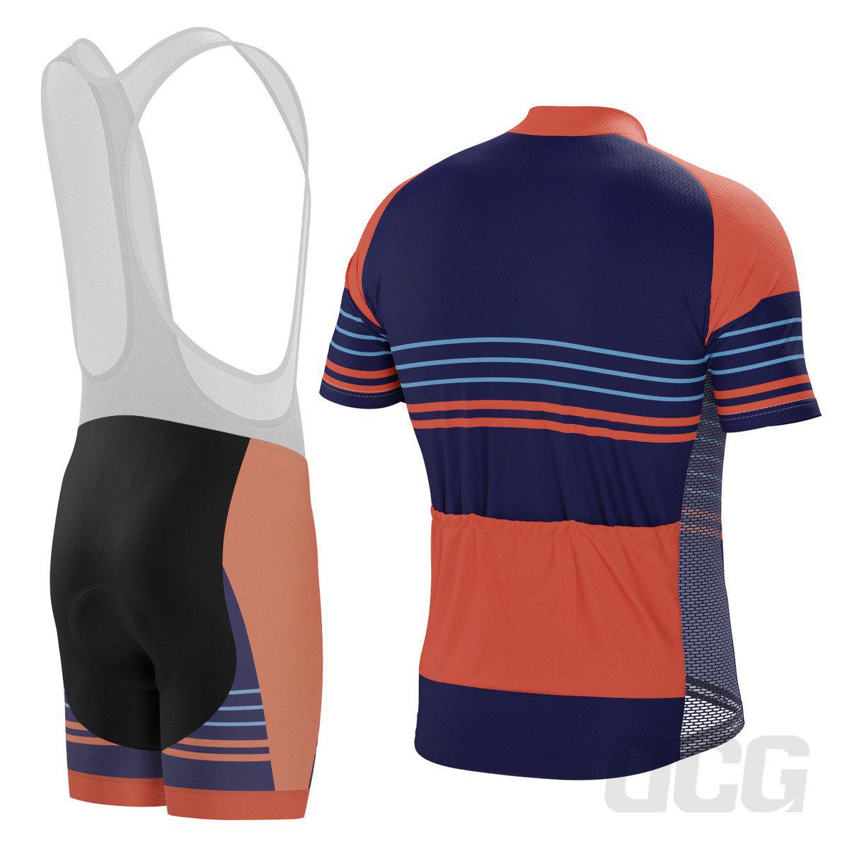 Men's Orange Blue Stripe 2 Piece Cycling Kit