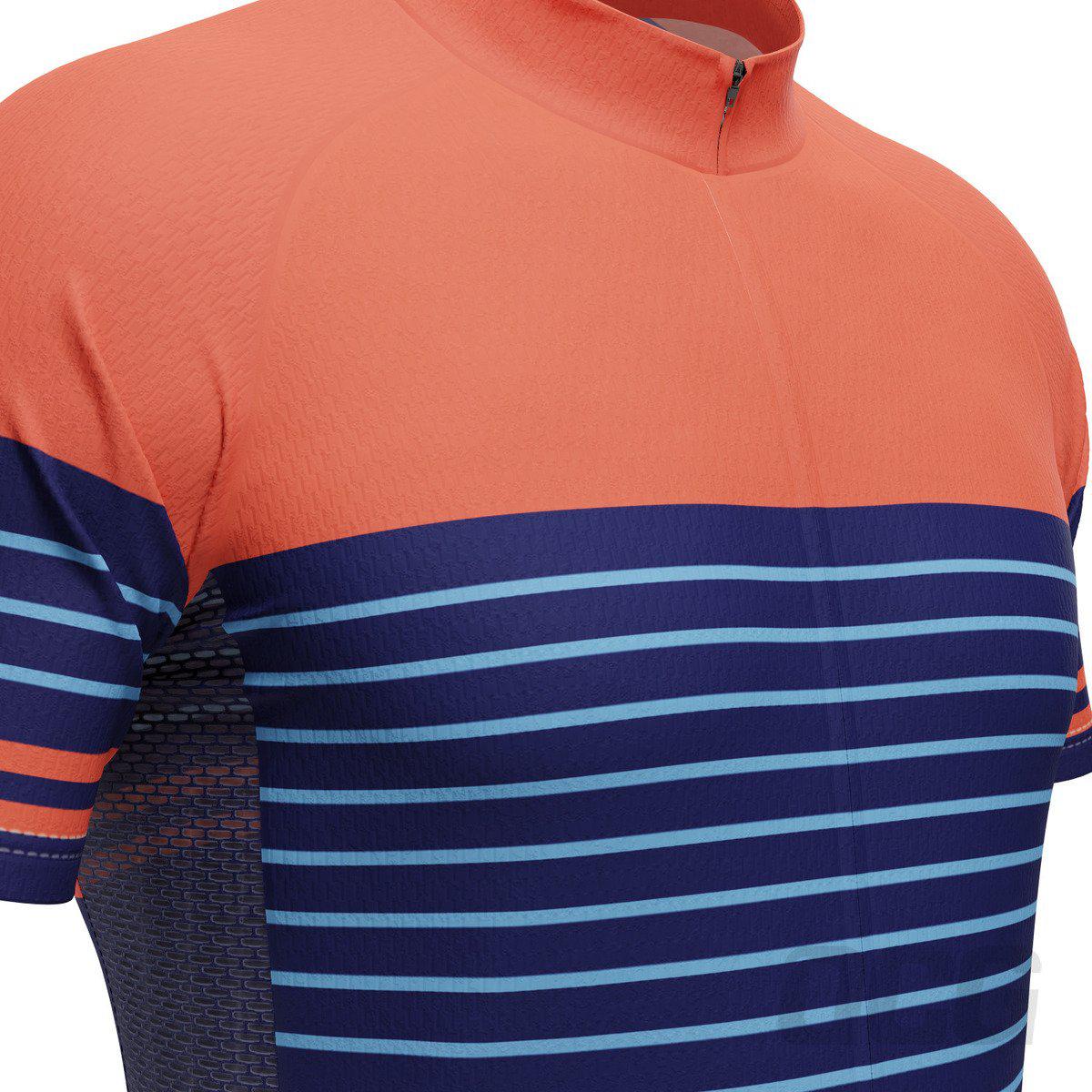 Men's Orange Blue Stripe 2 Piece Cycling Kit