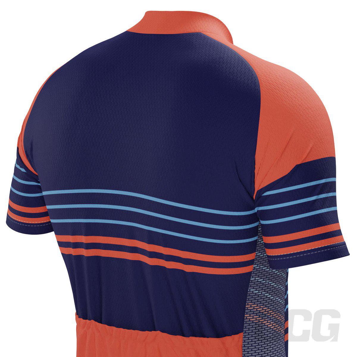 Men's Orange Blue Stripe 2 Piece Cycling Kit