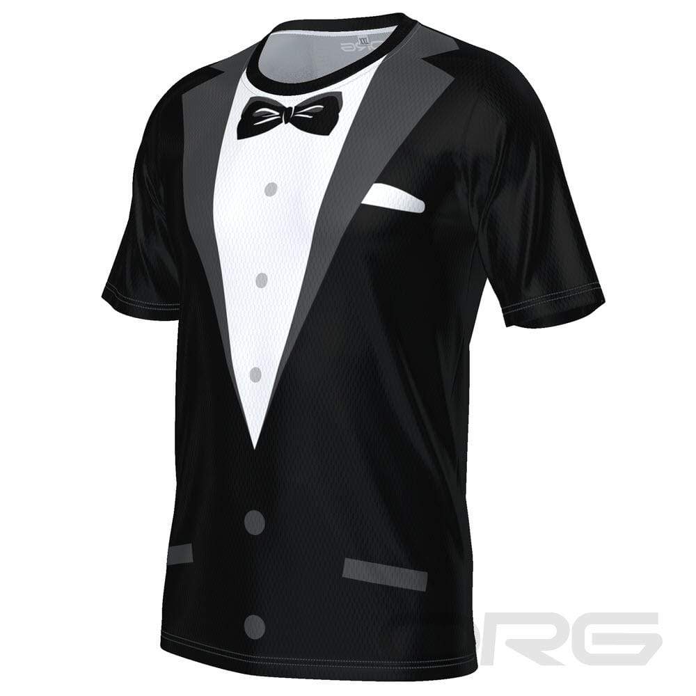 Men's Groom Formal Suit and Bow Short Sleeve Running Shirt