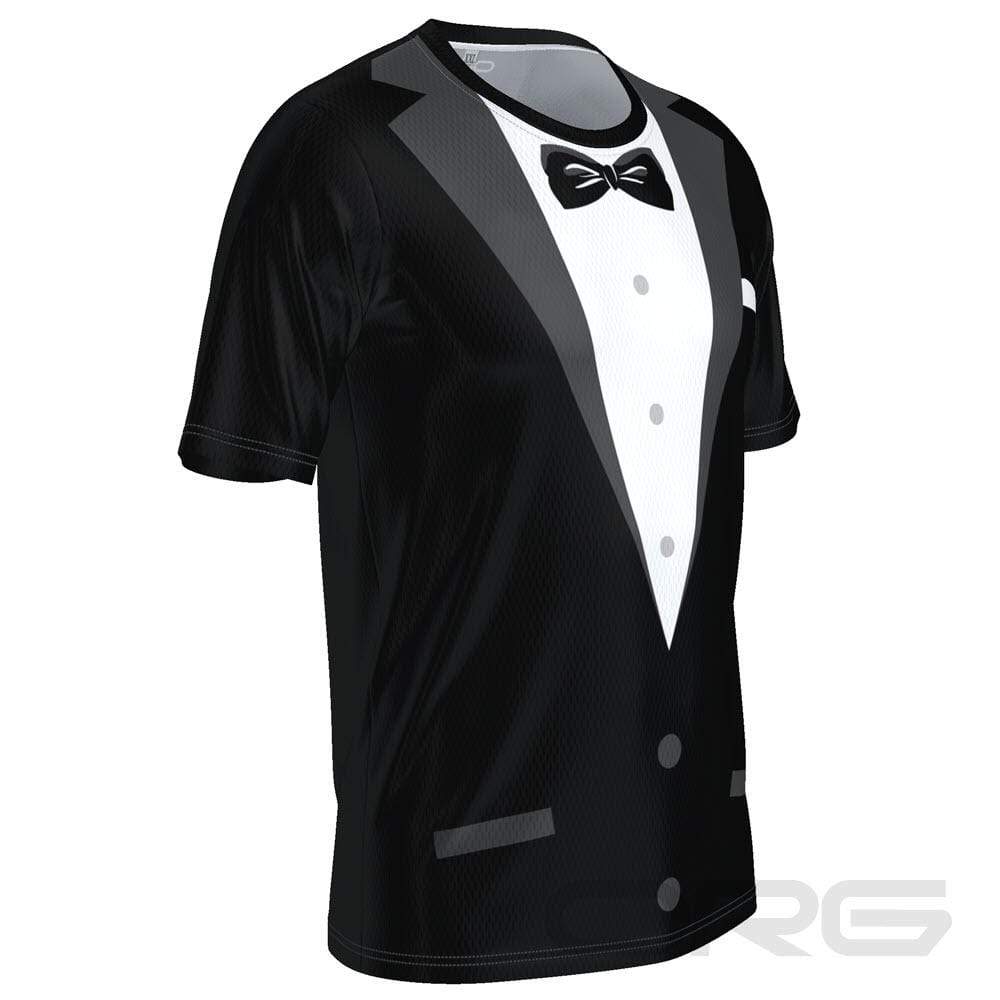 Men's Groom Formal Suit and Bow Short Sleeve Running Shirt