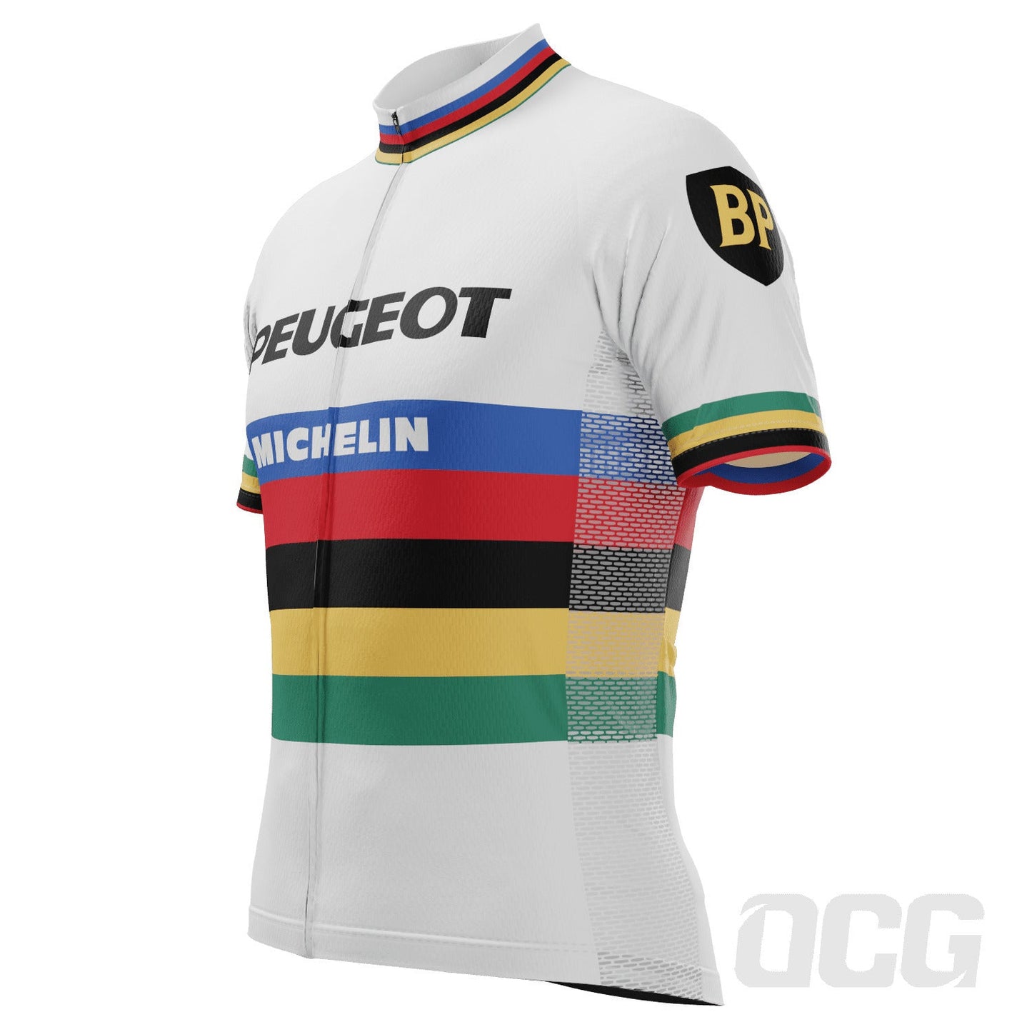 Men's Peugeot BP Michelin Retro Classic Short Sleeve Cycling Jersey