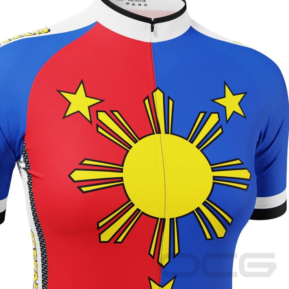 Women's Pilipinas Philippines National Flag Short Sleeve Cycling Jersey