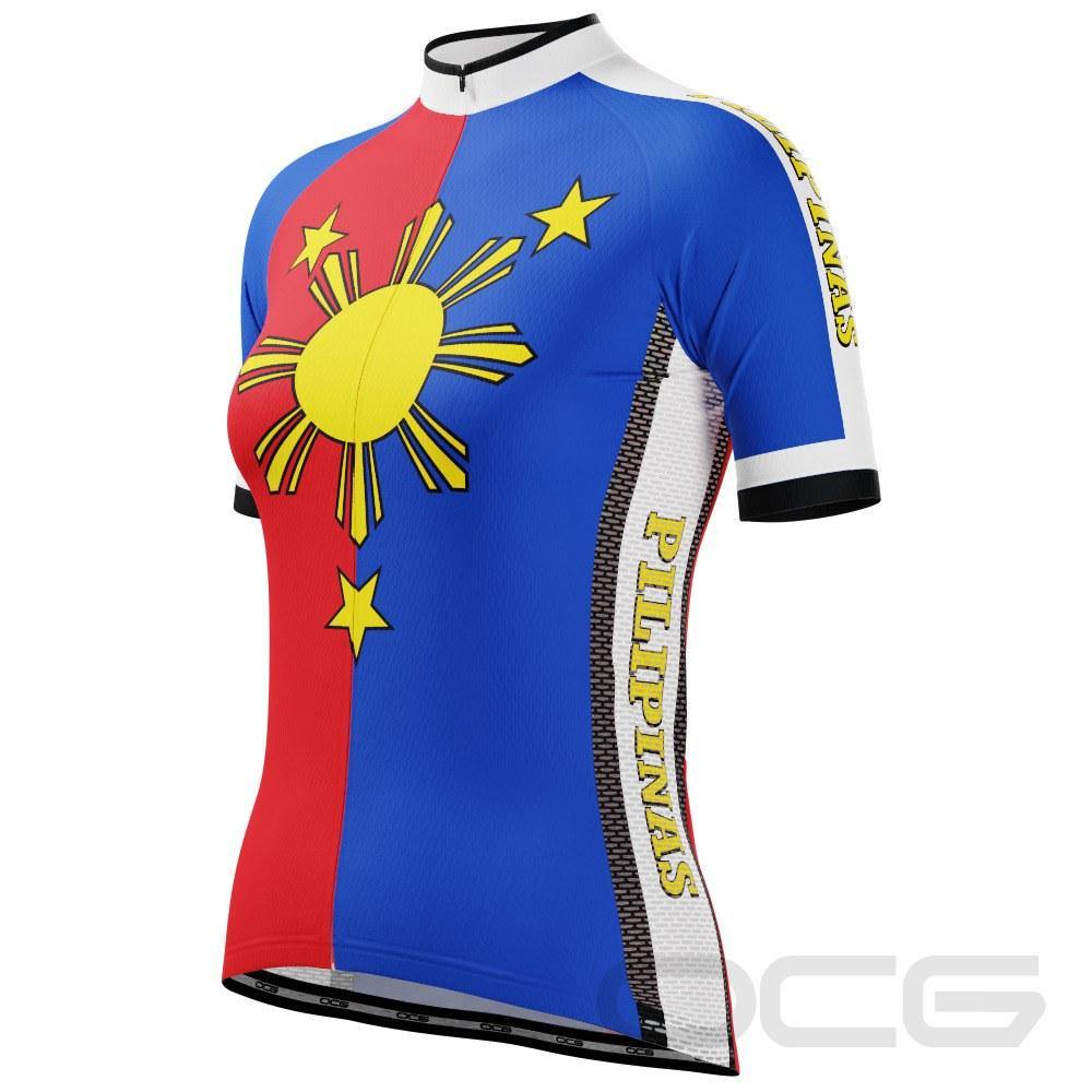 Women's Pilipinas Philippines National Flag Short Sleeve Cycling Jersey