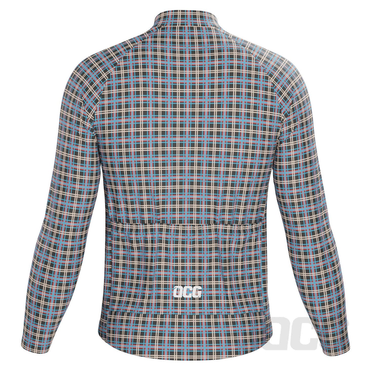 Men's Plaid Checkered Long Sleeve Cycling Jersey
