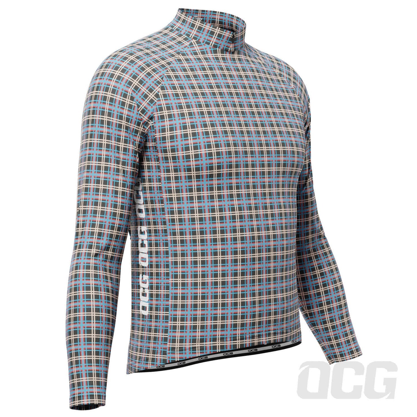 Men's Plaid Checkered Long Sleeve Cycling Jersey