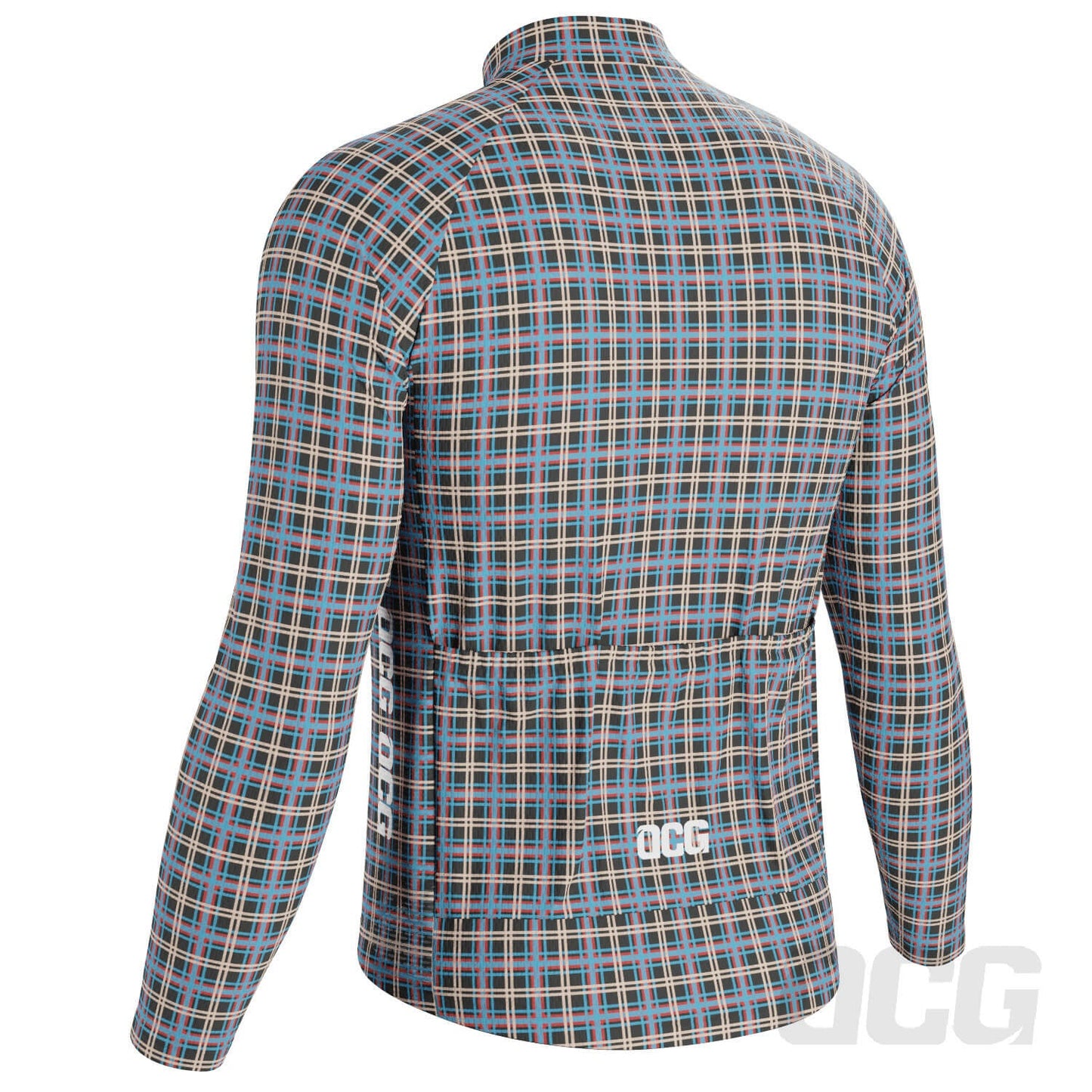 Men's Plaid Checkered Long Sleeve Cycling Jersey