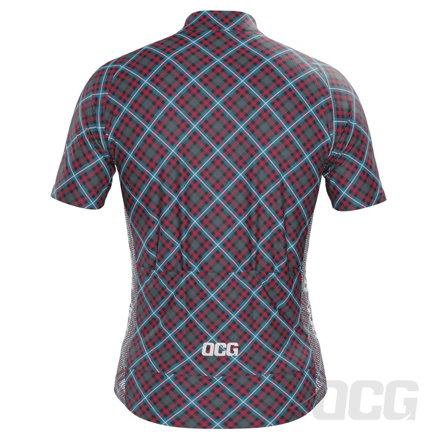 Men's Plaid Tartan Short Sleeve Cycling Jersey