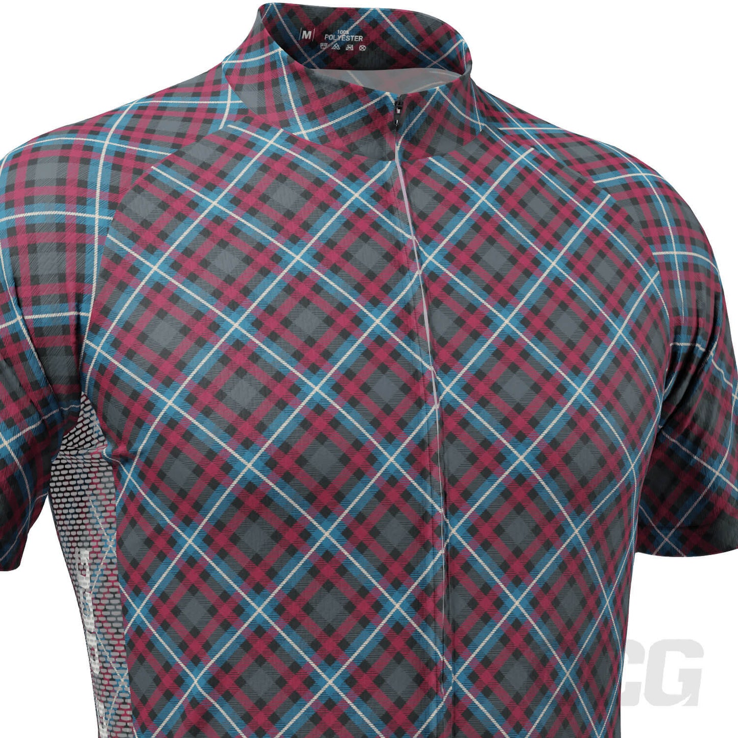 Men's Plaid Tartan Short Sleeve Cycling Jersey
