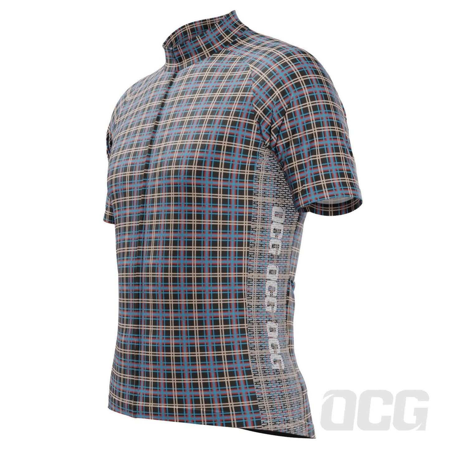 Men's Plaid Checkered Short Sleeve Cycling Jersey