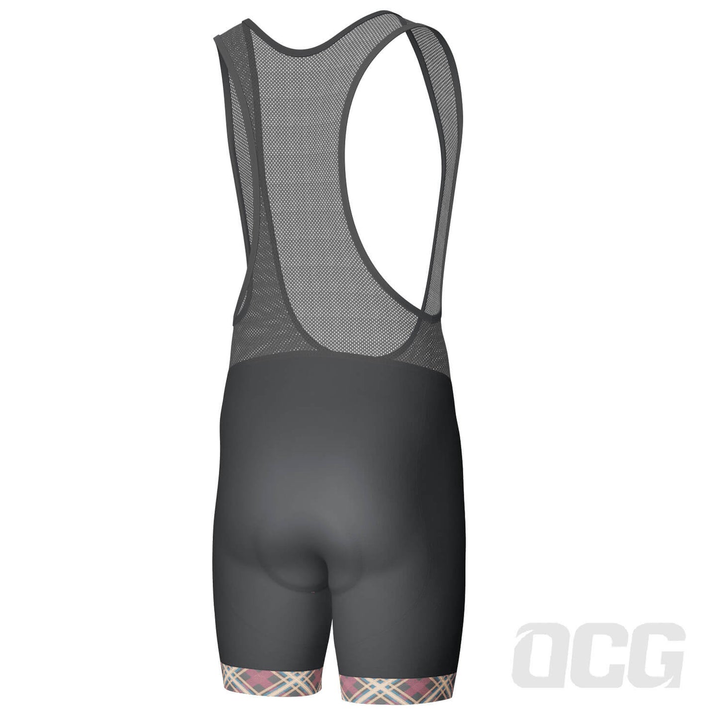 Men's Red Plaid Checkered Gel Padded Cycling Bib