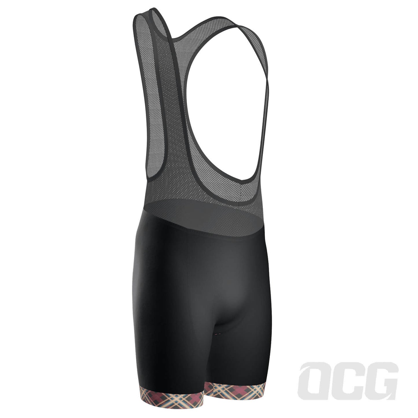 Men's Red Plaid Checkered Gel Padded Cycling Bib