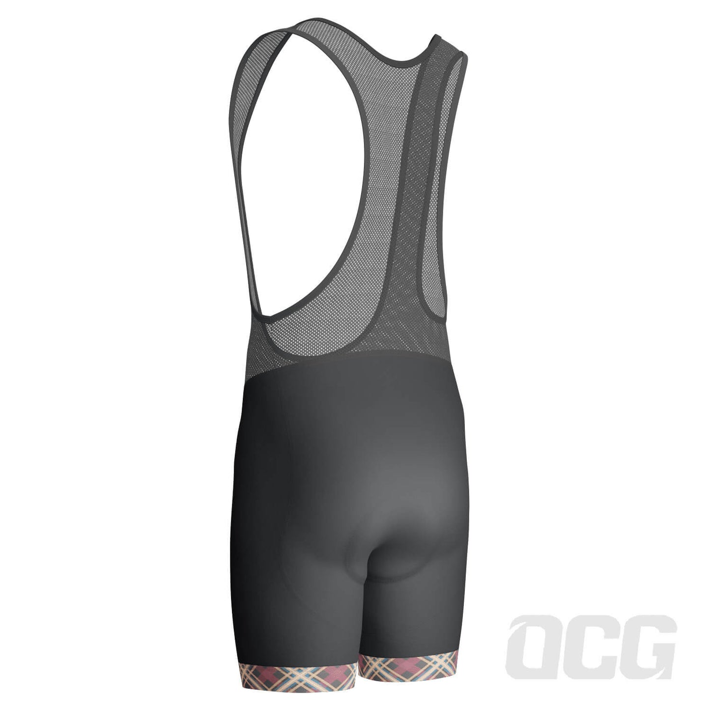 Men's Red Plaid Checkered Gel Padded Cycling Bib