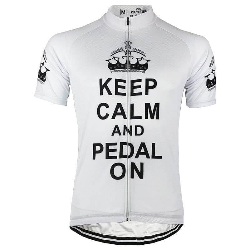 Keep Calm & Pedal On - White Cycling Jersey