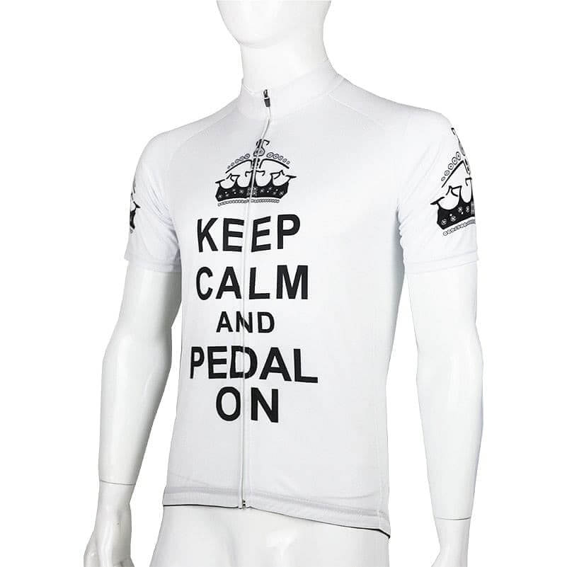 Keep Calm & Pedal On - White Cycling Jersey