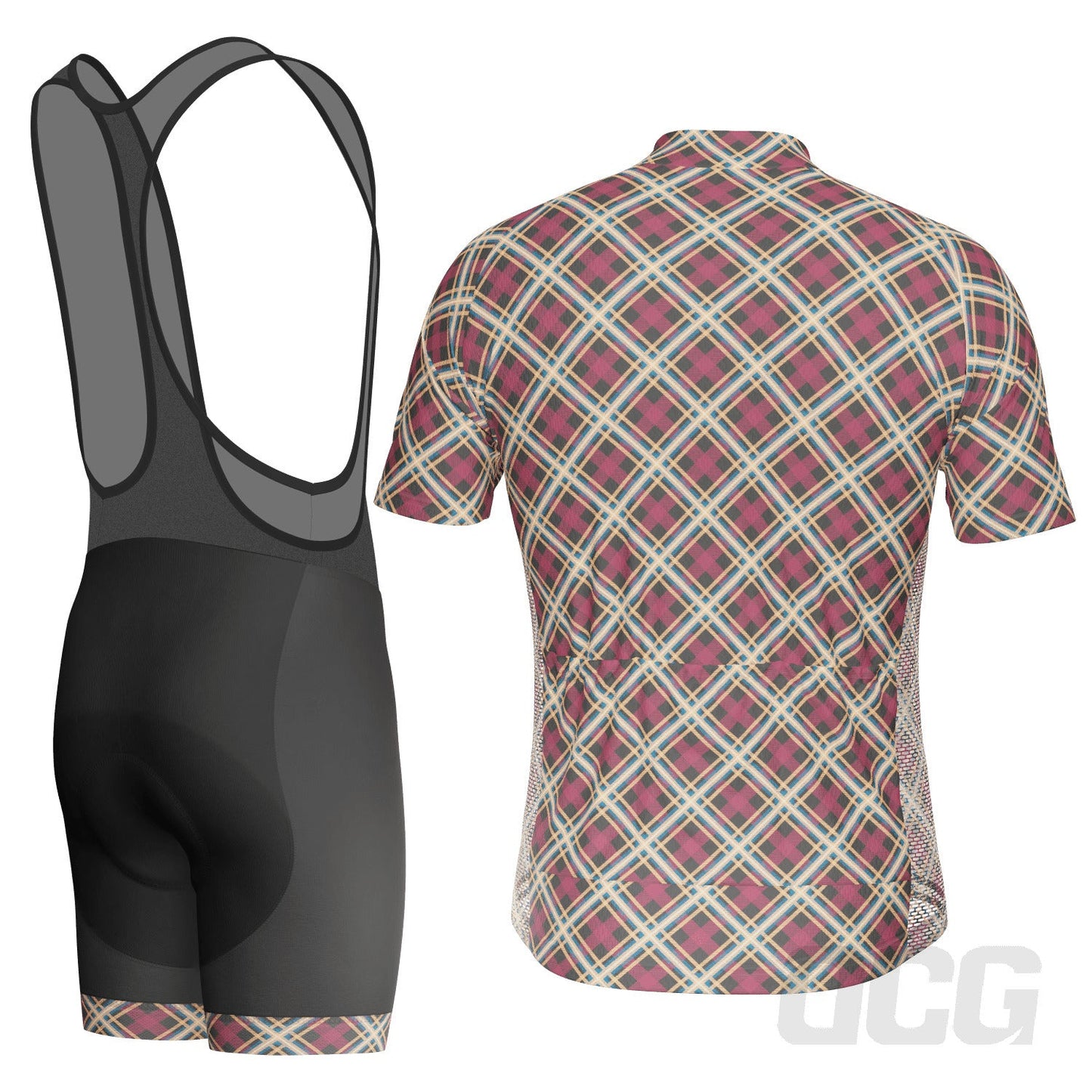 Men's Plaid Checkered 2 Piece Cycling Kit
