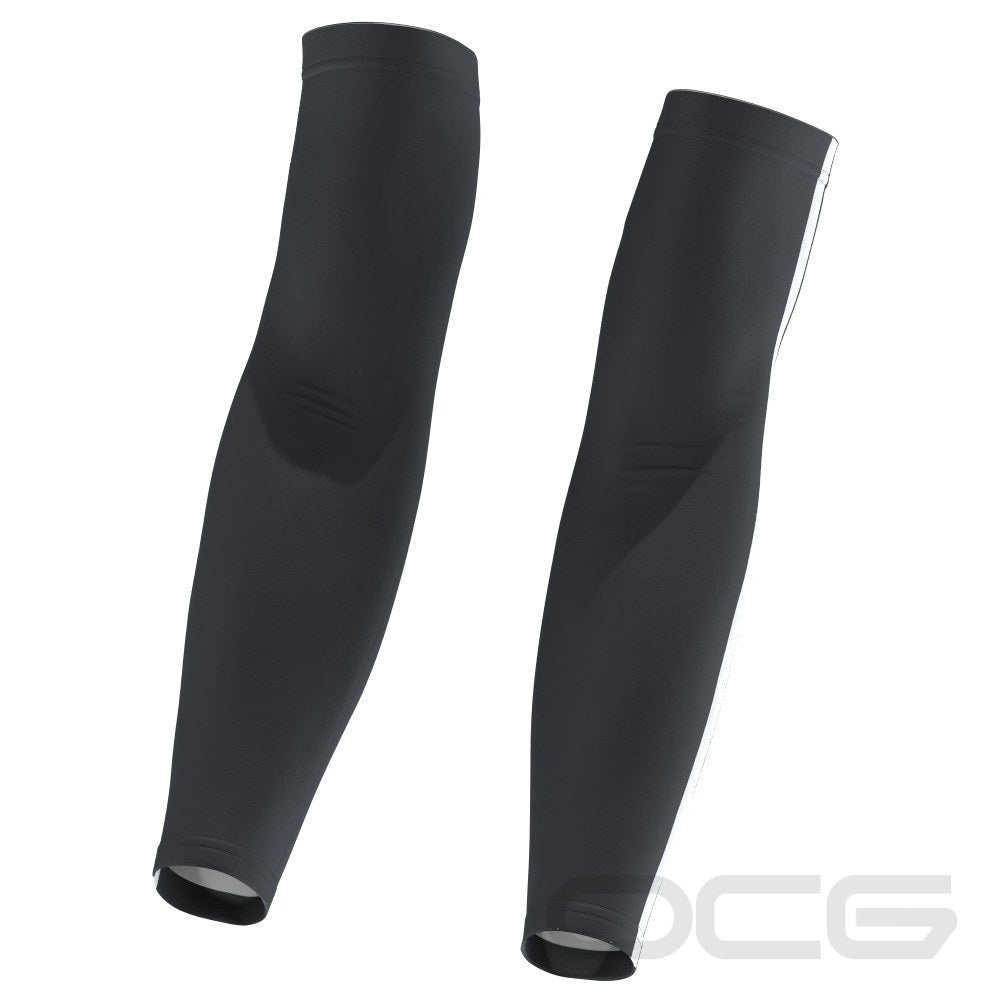 Unisex Retro Four Stripe Black Quick Dry Cycling Arm-Warmers