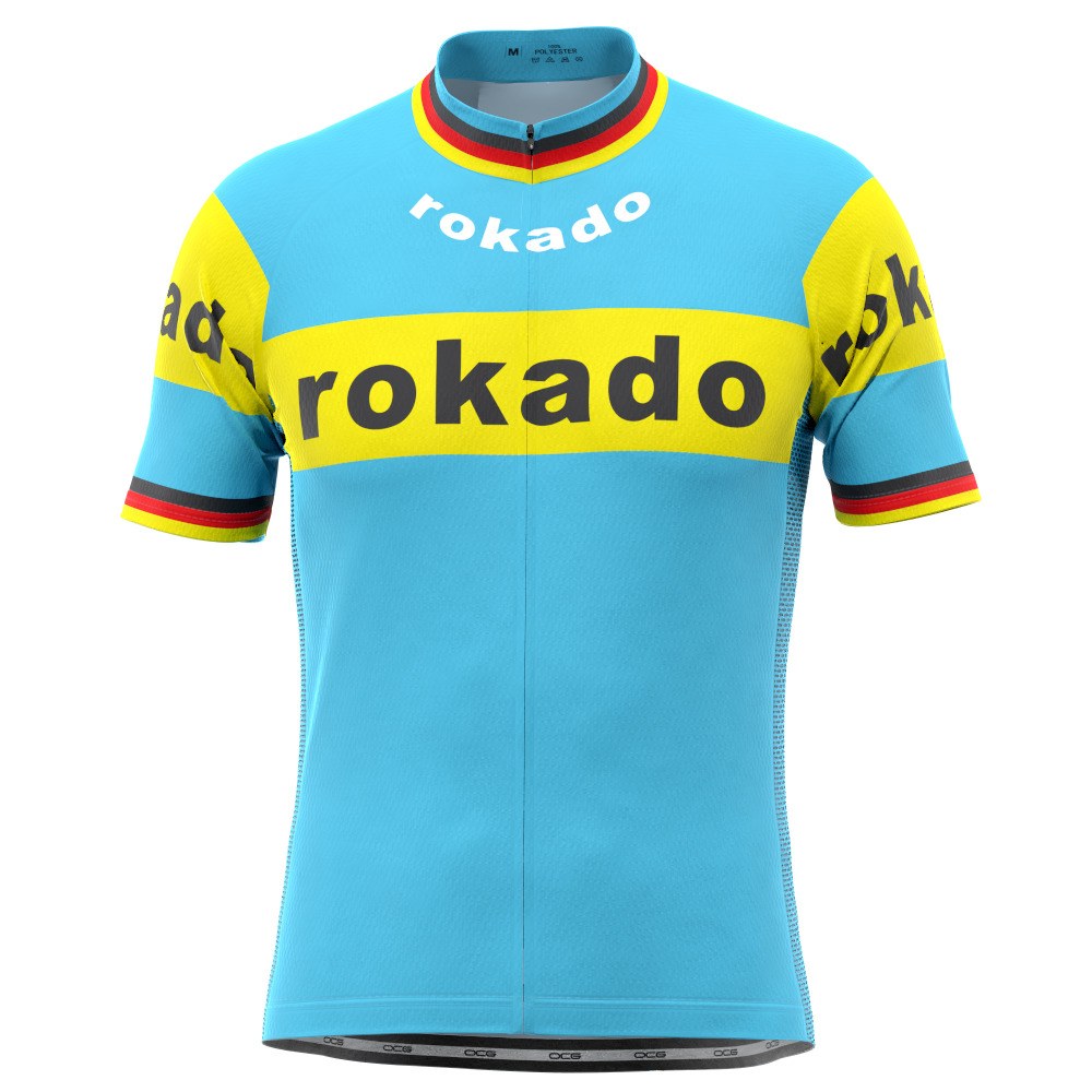 Men's Retro 1973 Team Rokado German Short Sleeve Cycling Jersey