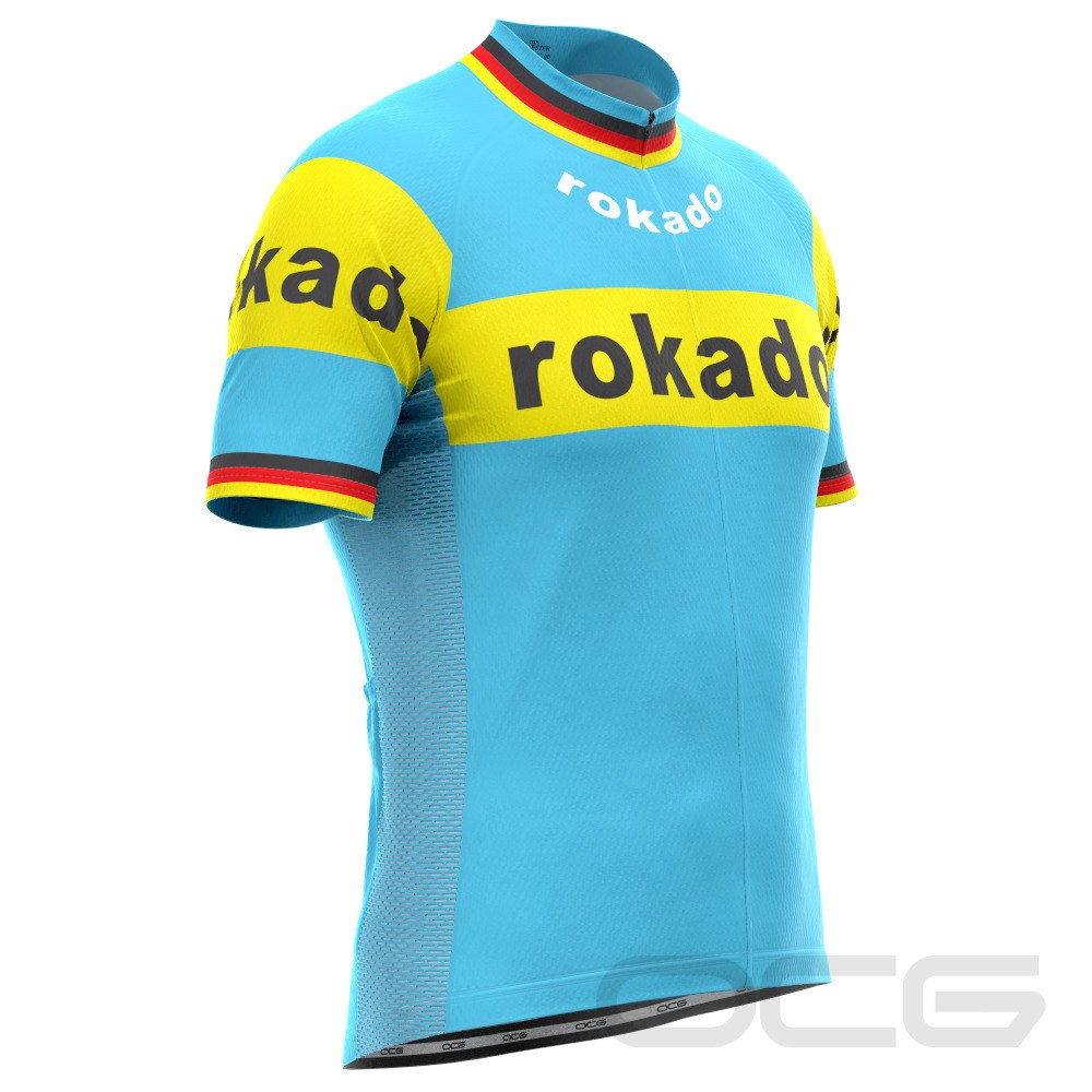 Men's Retro 1973 Team Rokado German Short Sleeve Cycling Jersey