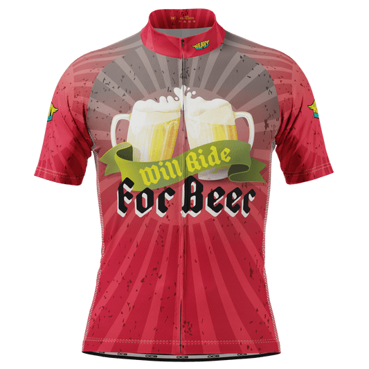Men's Will Ride for Beer Short Sleeve Cycling Jersey