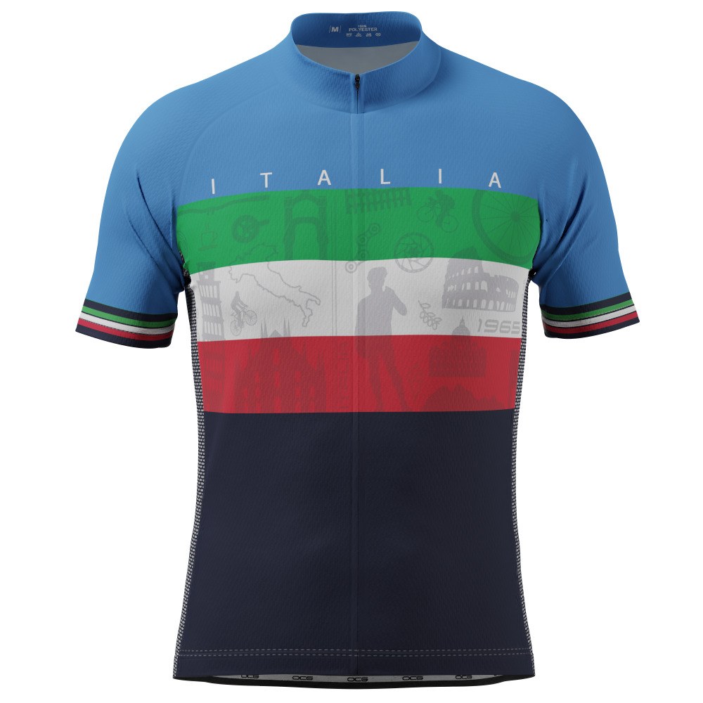 Men's Sites of Italy Italian Flag Short Sleeve Cycling Jersey