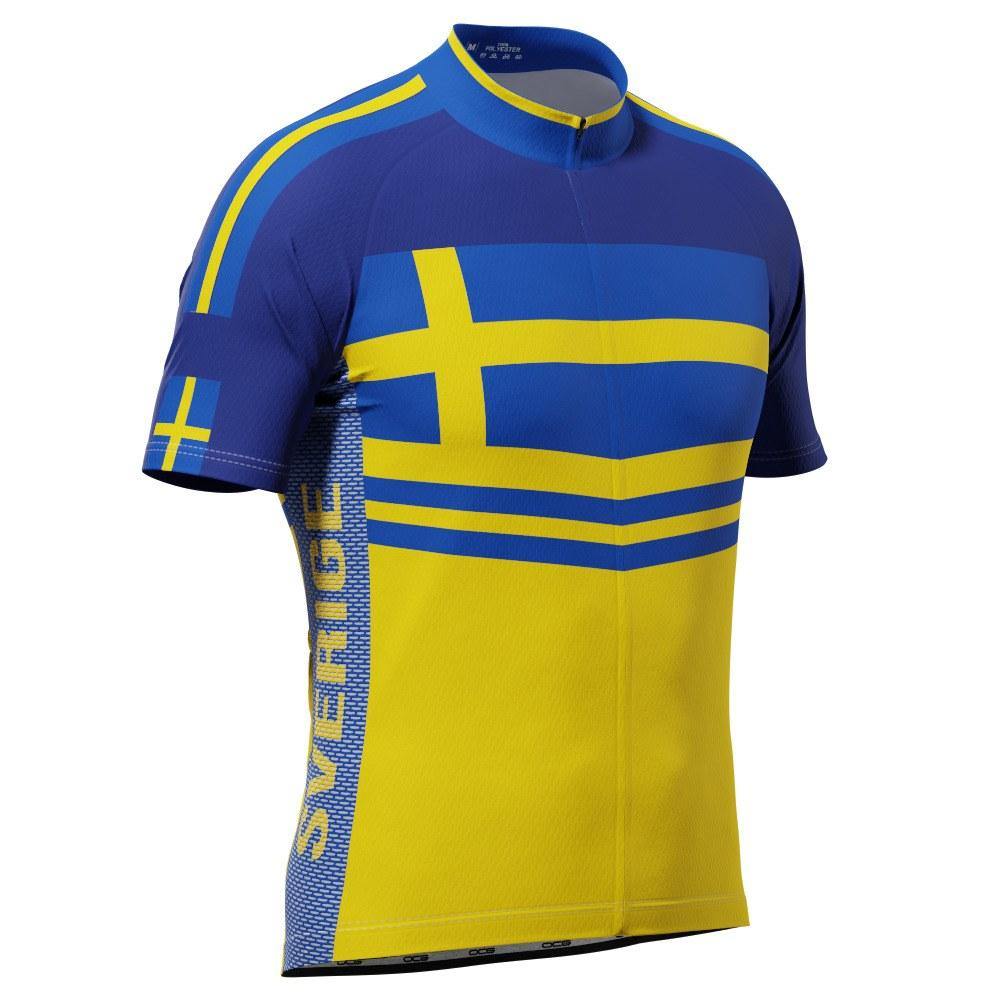 Men's Sweden Sverige National Flag Short Sleeve Cycling Jersey