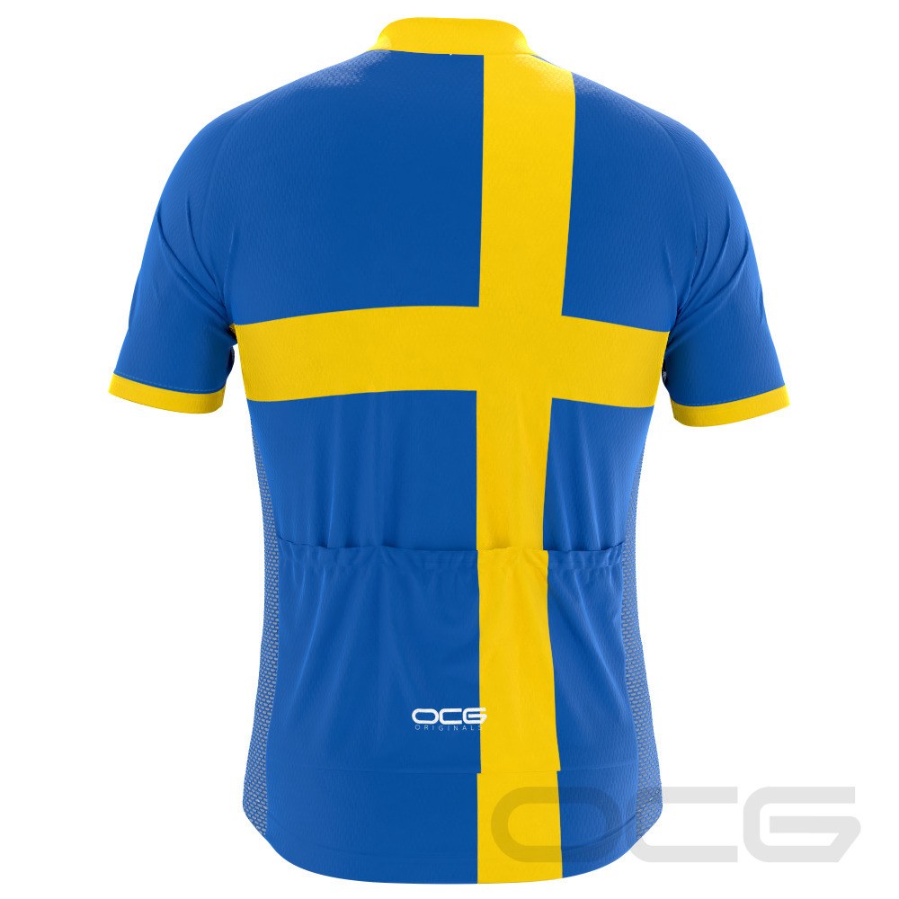Men's Sweden National Flag Short Sleeve Cycling Jersey