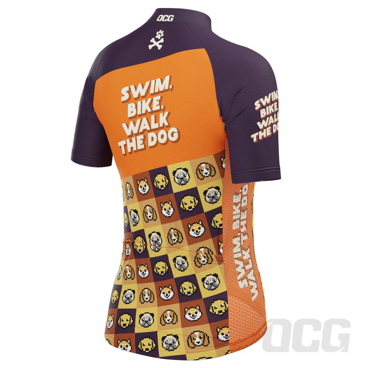 Women's Swim, Bike, Walk the Dog Short Sleeve Cycling Jersey