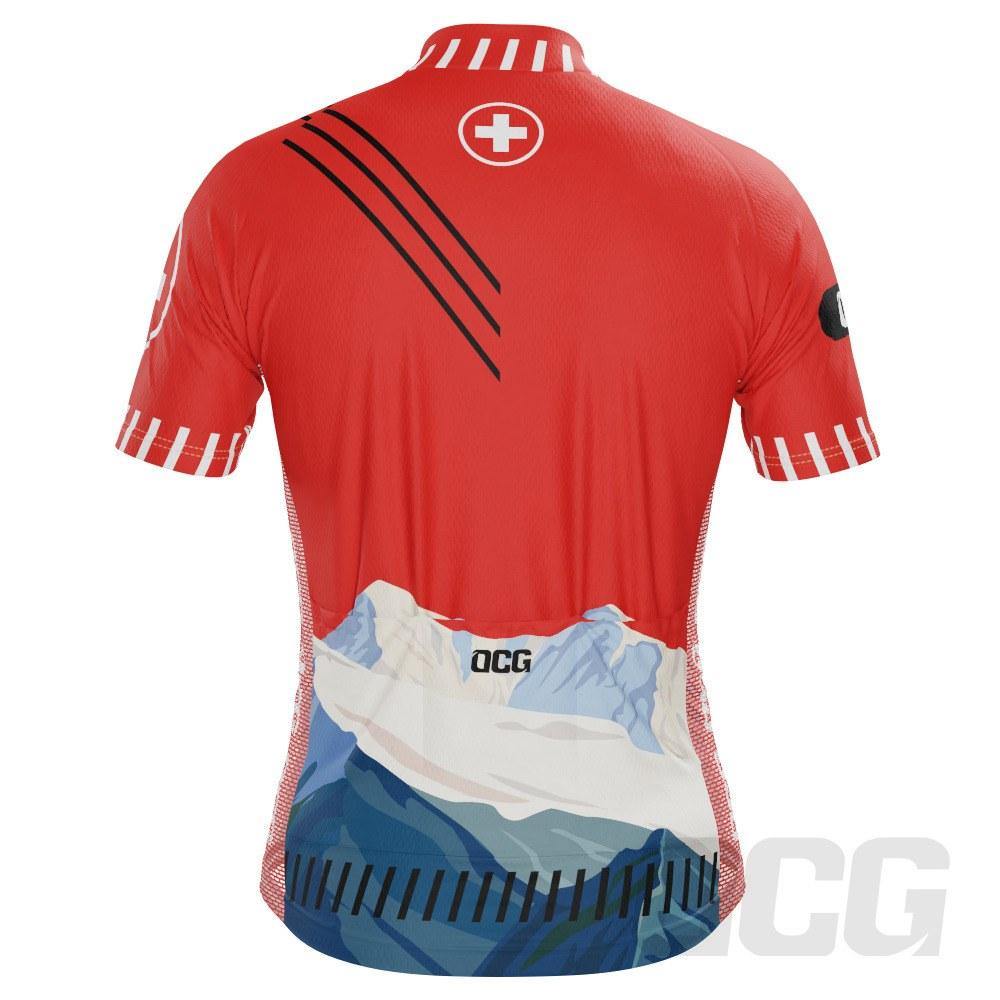 Men's Swiss Alps Switzerland National Flag Short Sleeve Cycling Jersey