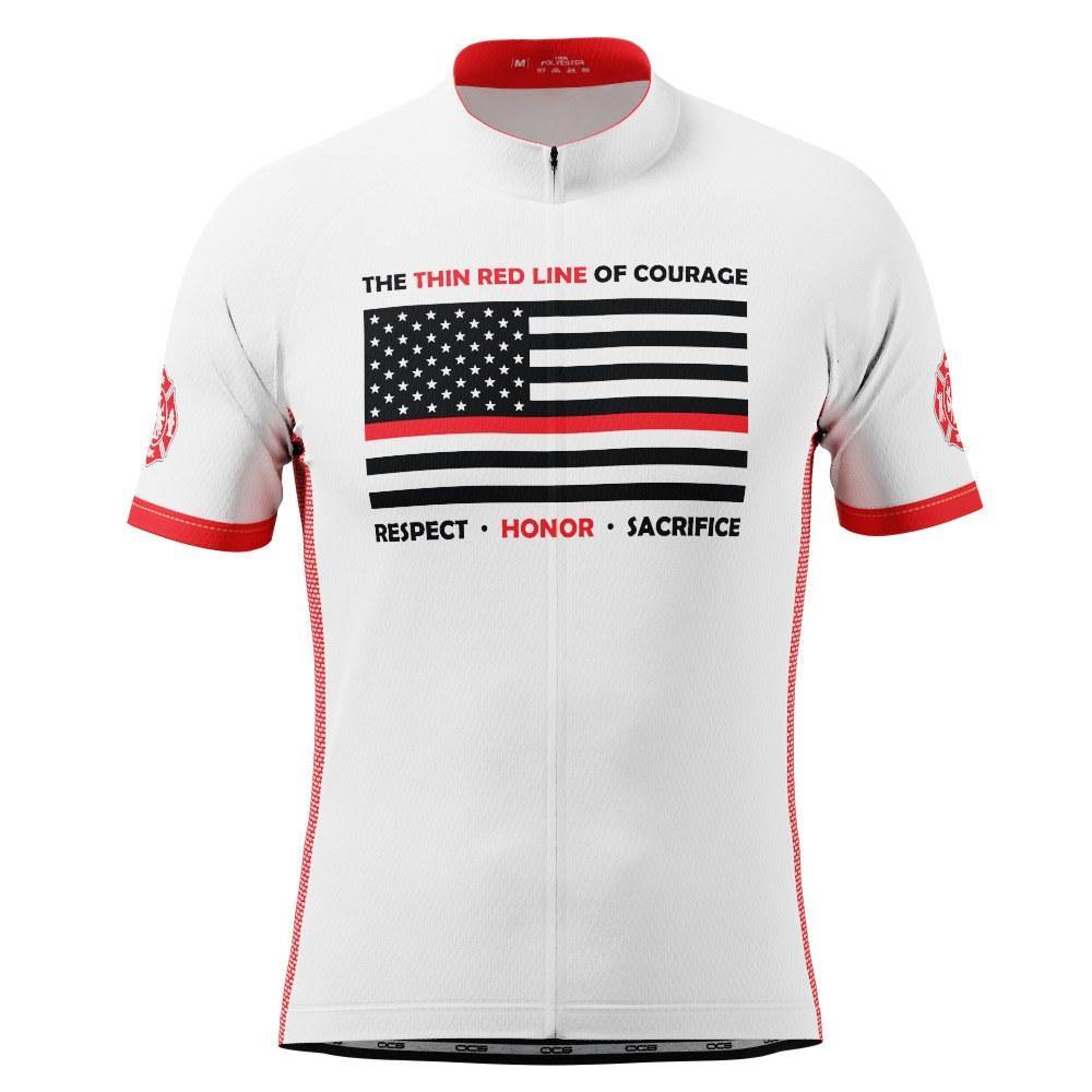 Men's Thin Red Line Of Courage Short Sleeve Cycling Jersey